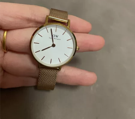 dw手表女28mm 玫瑰金白底 表带上的卡...