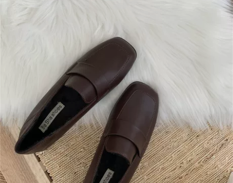 英伦小皮鞋女软皮秋季韩版方头单鞋女平底一脚...