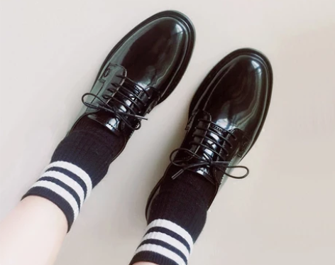 2017秋款幂幂刘雯同款鞋英伦复古单鞋布洛...