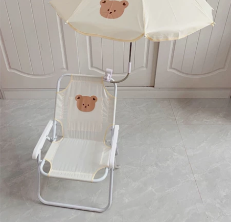 韩国ins儿童沙滩椅子户外便携折叠椅带遮阳...