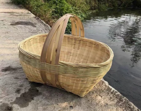 菜篮子竹编手提篮购物篮手工编织竹筐箩筐水果...