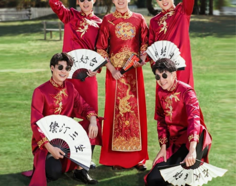 伴郎服中式兄弟装礼服2022冬季新款相声服...