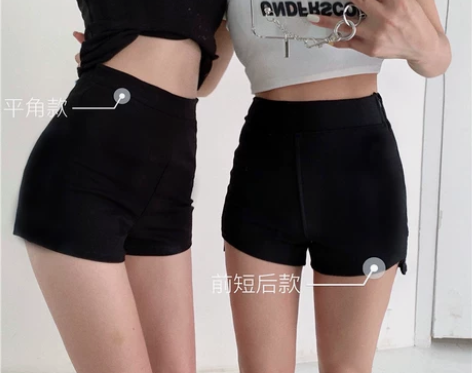百搭紧身弹力休闲裤女夏季薄款热裤a字短裤黑...