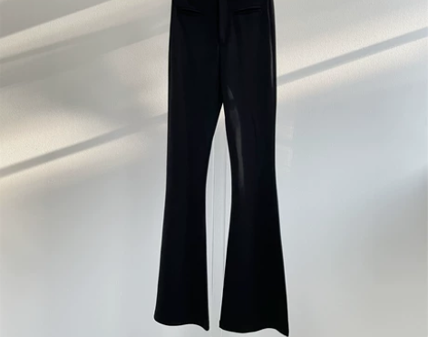 YUANZI黑色西装裤女秋季新款微喇提臀高...