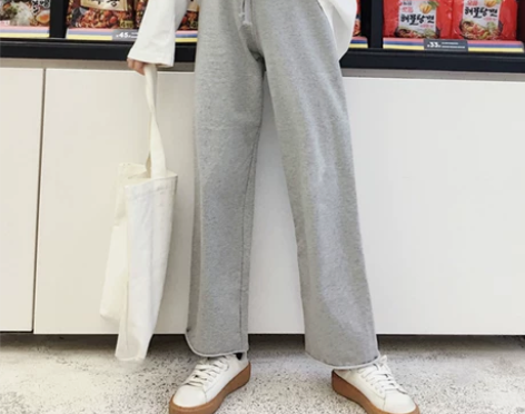 宽松高腰百搭直筒阔腿休闲长裤女装韩版春装学...