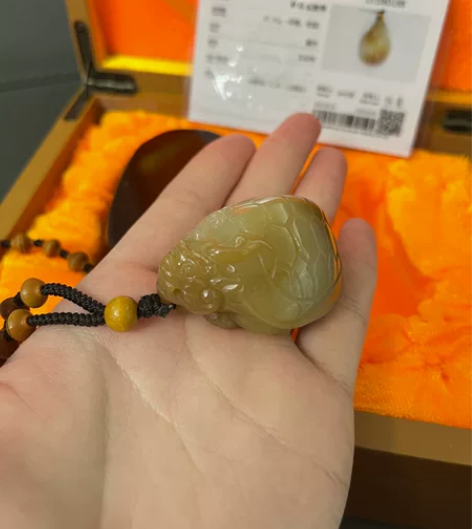 和田玉，且末糖，龙龟玉雕，手把件，放家里没...
