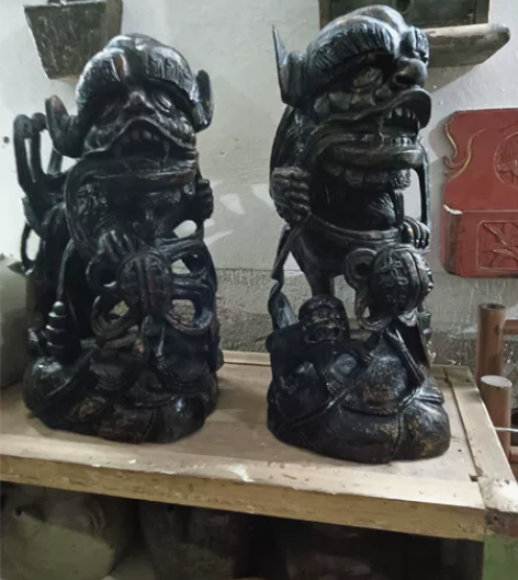 老木雕狮子，清代狮子，木雕狮子，品相如图雕...