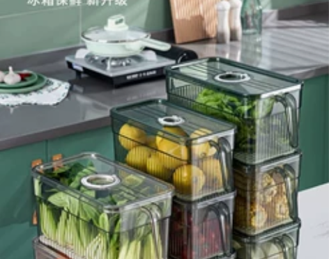 食物冰箱保鲜盒PET塑料厨房整理冷冻大容量...