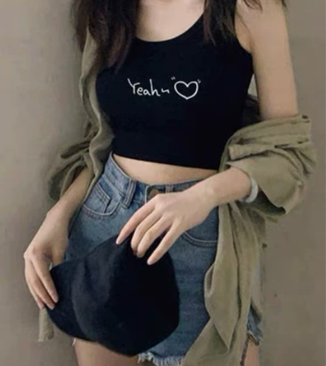 女士背心短款露脐内搭背带修身纯色性感上衣吊...