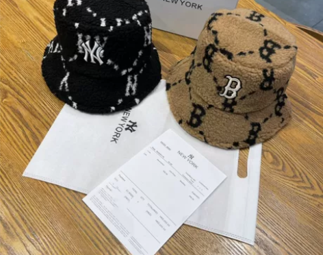 韩国MLB羊羔毛渔夫帽NY摇粒绒男女老花秋...