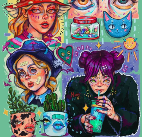 手绘复古欧美风少女插画创意人物角色设计插画...