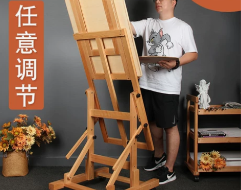 实木专业型油画架可调节前倾后仰升降多功能支...