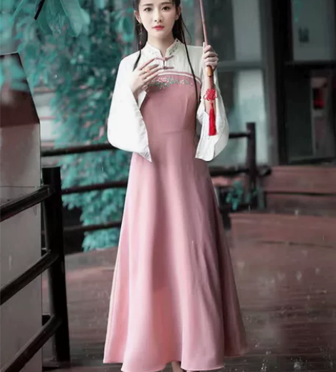 法式蕾丝夏秋高端收腰过膝超仙女装长裙子L码...
