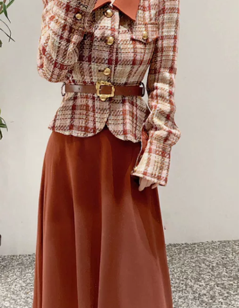 2023兔年小香风高级感套装圣诞新年战袍茶...