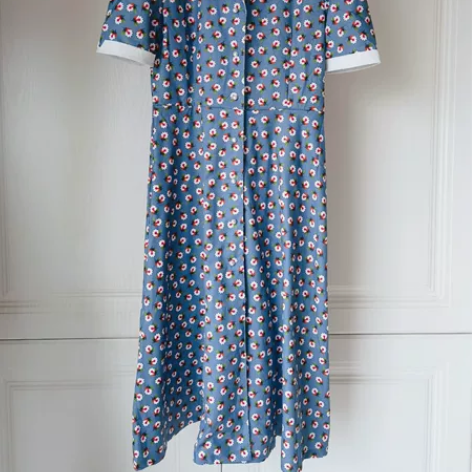全新 蓝色小雏菊西装领连衣裙长裙 L码 衣...