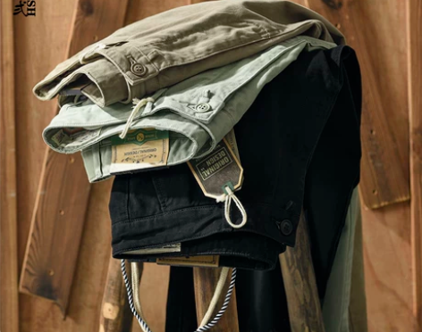 秋冬潮牌阿美咔叽美式复古工装裤男纯棉挂饰宽...