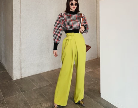 MONA 坠感阔腿裤女秋冬2018新款高腰...