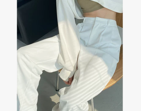 白色阔腿裤女高腰垂感春秋夏显瘦百搭休闲宽松...