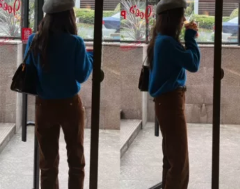 秋天君autumn 深咖色复古灯芯绒裤子女...