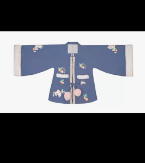 玉术汉服女花开兔原创汉元素加厚方领半袖披袄...