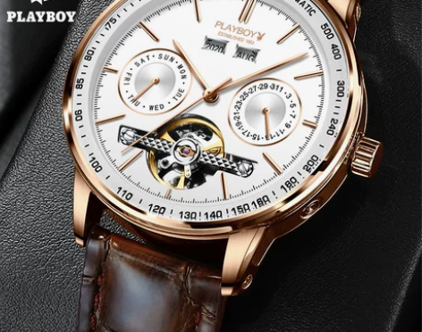 花花公子正品名牌手表男士机械表全自动202...