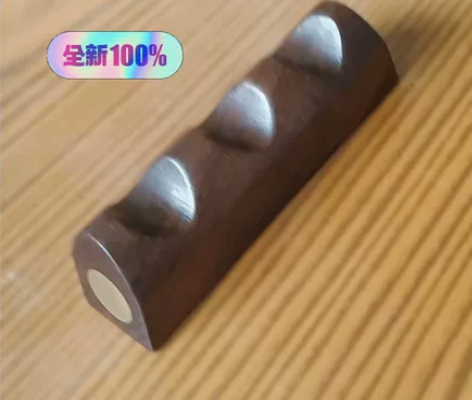 闲置镶铜黑檀木笔搁 笔架 实木毛笔架 铜木...