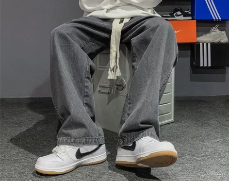 男士复古牛仔裤ins港风直筒高街拖地裤宽松...