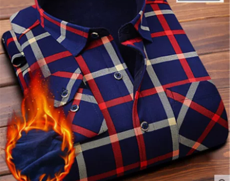 全新带吊牌秋冬季格子保暖衬衫男士加绒加厚长...