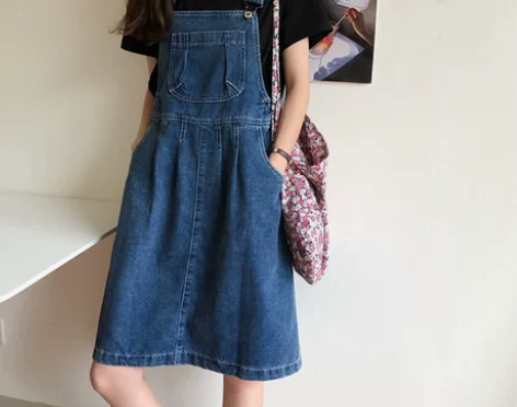 牛仔背带裙女夏季韩版显瘦百搭学生网红减龄法...