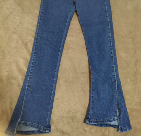 蓝色牛仔裤微喇叭裤高腰显瘦百搭 (适合身高...