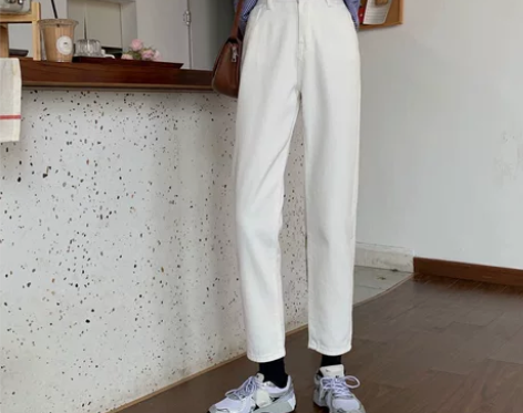 秋冬季2022年新款高腰直筒牛仔裤女装宽松...