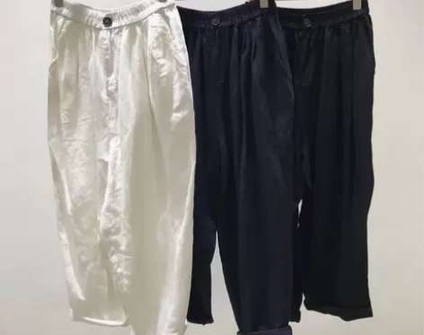 高品质一粒扣纯麻奶奶裤 tt织品棉麻裤，均...
