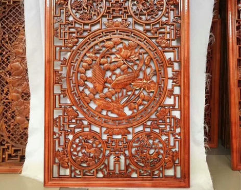 东阳木雕香樟木12080cm挂件雕花板