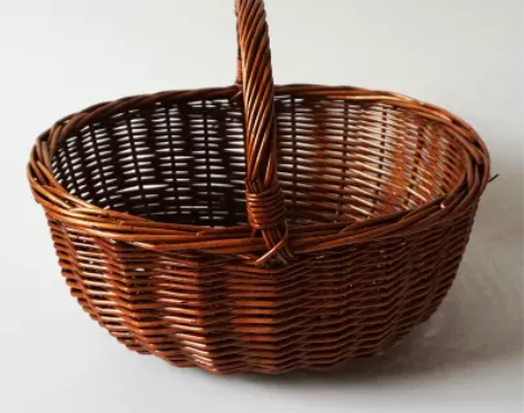 柳编藤编竹编手提篮子收纳篮购物篮菜篮子编织...