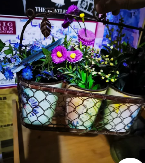 园艺小摆件 铁制的花篮 铁制鸭子浇水壶 陶...