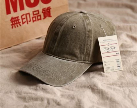 日本无印良品水洗牛仔棒球帽纯色百搭遮阳防晒...