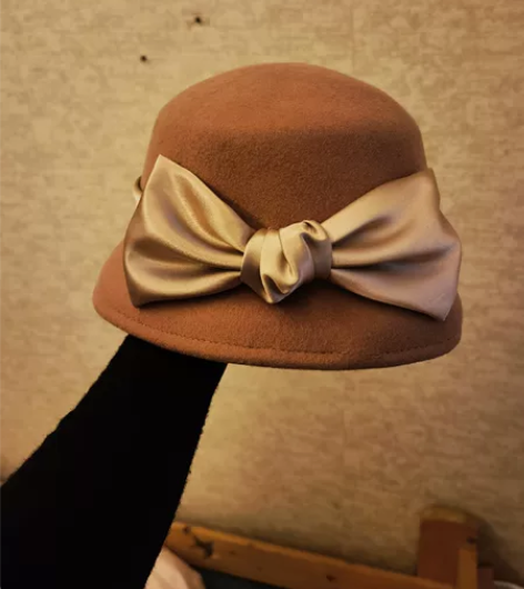 MISMEMO羊毛呢礼帽女秋冬季法式复古平...