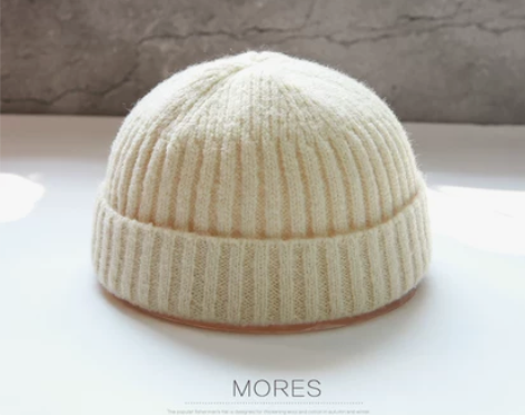 秋冬圆顶毛线瓜皮帽纯色针织套头地主帽情侣冷...