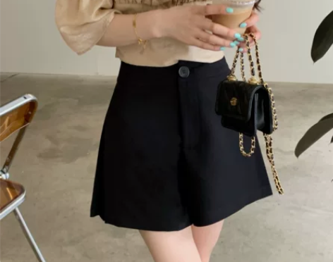 笨笨家2021年新款高腰显瘦直筒西装短裤女...
