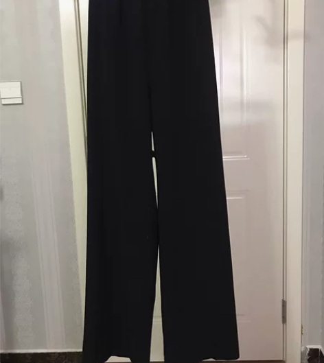 夏款超轻薄麻料垂顺黑色阔腿裤 松紧腰，可以...