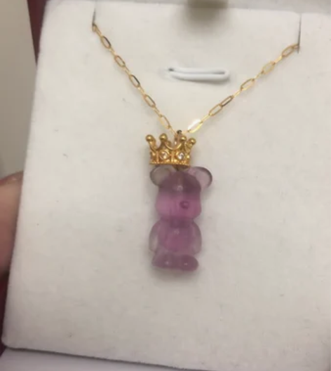 18K金萤石小熊 自己制作的小滴溜，小熊是...