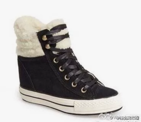 匡威羊羔毛高帮 坡跟帆布运动鞋 225mm...