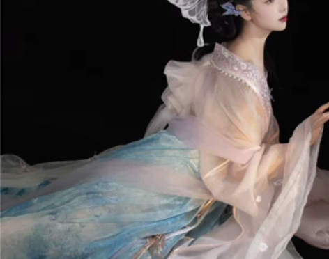 赵飞燕魏晋南北朝女大袖襦刺绣花改良汉服印花...