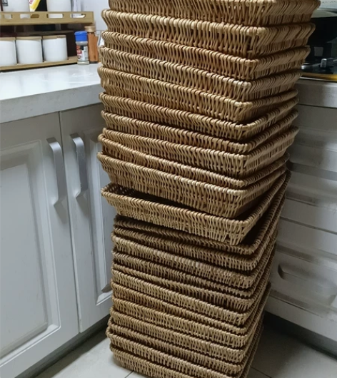 编制篮子可放面包水果蔬菜收纳等 长400x...