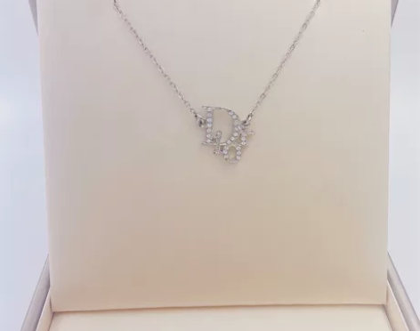 dior迪奥项链中古首饰网购小众银色锁骨链...