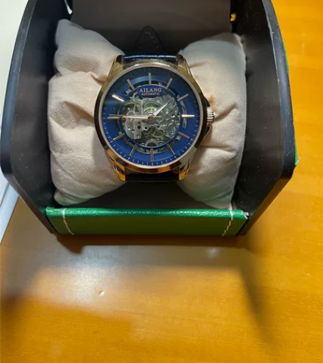艾浪 男士机械表 真皮带 保修卡说明书包装...