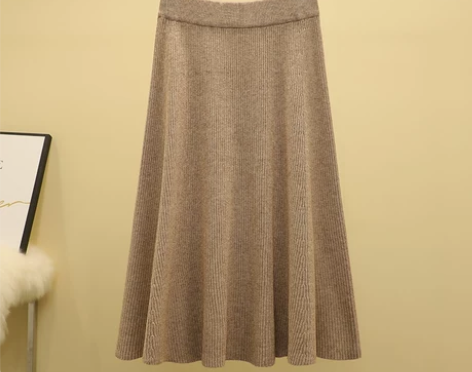 ?针织半身裙大摆裙高腰伞裙中长款a字裙全新...