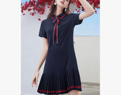 polo领连衣裙夏香影2020新款学院风韩...
