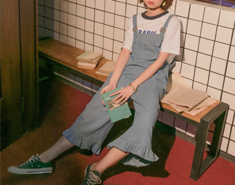 2019夏季新款少女个性牛仔背带裤韩版学生...