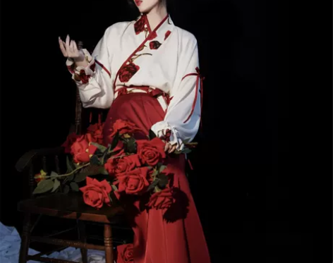 九袂原创画玫国风汉元素改良交领破裙复古港风...